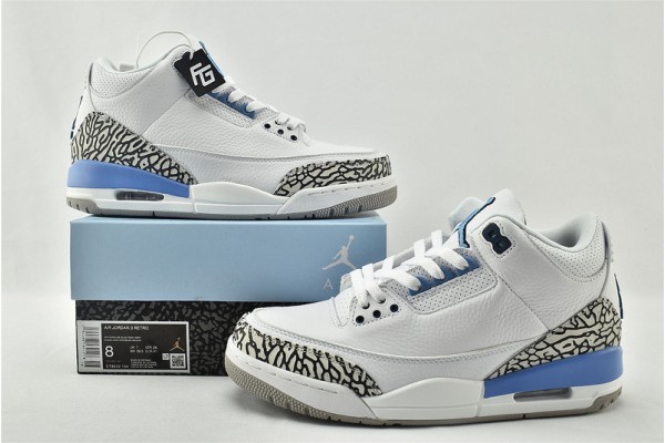 Air Jordan 3 UNC White Valor Blue Tech Grey CT8532 104 Womens And Mens Shoes